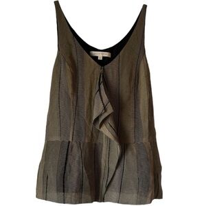 Brian Reyes Silk Striped Open Back Ruffle Tank Top Size 4 made in USA